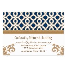 Navy Blue Gold Moroccan Reception Enclosure Card Business Card Templates
