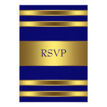 Navy Blue Gold RSVP Personalized Announcement