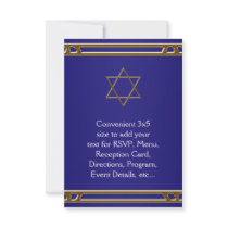 Navy Blue Gold Star of David RSVP All Purpose