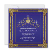 Navy Blue Gold Tiara Sweet 15 Quinceanera