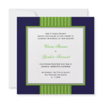 Navy Blue & Lime Green Wedding Invitation