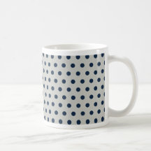 Navy Blue on Grey Tiny Little Polka Dots Pattern Coffee Mugs