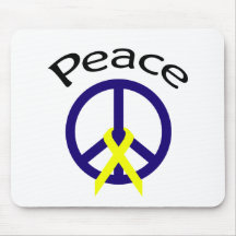 Navy Blue Peace Word & Ribbon Mousepads