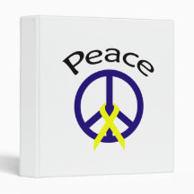 Navy Blue Peace Word & Ribbon Vinyl Binder