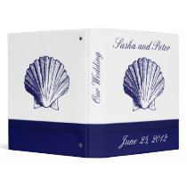 Navy Blue Shell Wedding Planner 3 Ring Binder
