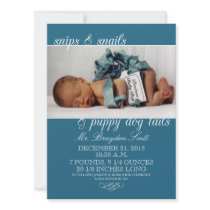 Navy Blue Snips & Snails Photo Birth Announcements