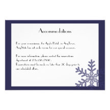 Navy Blue Snowflake Winter Wedding Insert Invitations