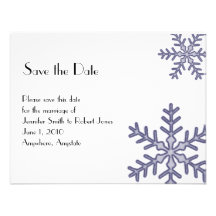 Navy Blue Snowflake Winter Wedding Save the Date Custom Invitations