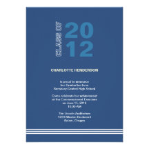 Navy blue sport stripe graduation class invitation