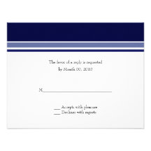 Navy Blue Stripe Wedding RSVP Cards