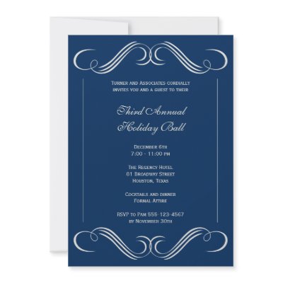 Navy blue symphony flourish corporate event party personalized announcements by FidesDesign