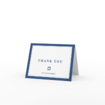 Navy blue traditional border simply thank you note