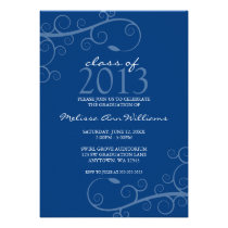 Navy Blue Vine Swirl Graduation Announcement invitations