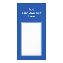 Navy blue with white area and text. picture card