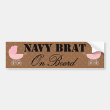 Navy Brat On Board Pink Buggy Bumper Stickers
