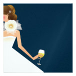 Navy bridal shower wine invitation