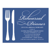 NAVY FLATWARE | REHEARSAL DINNER INVITE POSTCARD