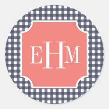 Navy Gingham Sticker
