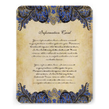 Navy & Gold Paisly Peacock Wedding Invitation