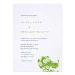 Navy green peacock garden chic wedding invitation