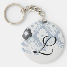 navy hearts blue white damask key chains