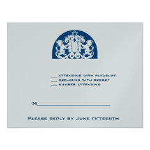 Navy Lions Silver Jewish Bar Mitzvah RSVP Invitation