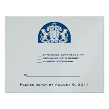 Navy Lions Silver Jewish Bar Mitzvah RSVP Custom Announcements