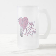 Navy Mom Heart N Star Coffee Mugs