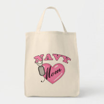 Navy Mom Pink Heart N Dog Tags Bags