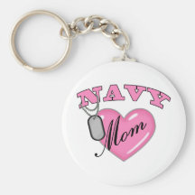 Navy Mom Pink Heart N Dog Tags Keychain