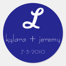 Navy Monogram Wedding with Date Sticker