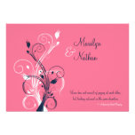 Navy, Pink, White Floral Wedding Invitation