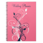 Navy Pink White Floral Wedding Planner Notebook