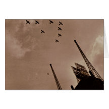 Navy Planes Fly Over Park Central Hotel WWII Greeting Card