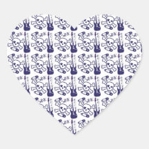Navy Punk Rock Electric Guitars and Skulls Heart Stickers