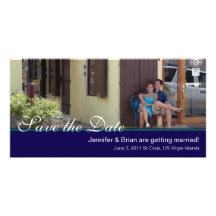 Navy Save the Date Photocard Custom Photo Card