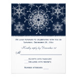 Navy Silver Glitter LOOK Snowflakes RSVP Card Personalized Announcement