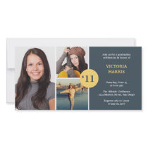 Navy simply collage class of grad announcement photo card