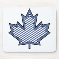 Navy Striped  Applique Stitched Maple Leaf Mouse Pads