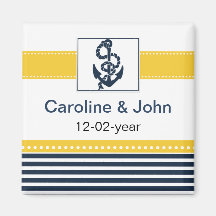 navy stripes, anchor, nautical save the date refrigerator magnets
