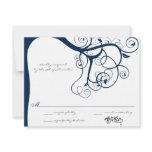Navy Tree Swirls Wedding RSVP Invitations