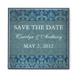 Navy Vintage Damask SAVE THE DATE Magnet
