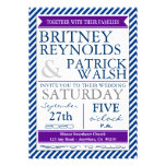 Navy White & Purple Nautical Wedding Invitations