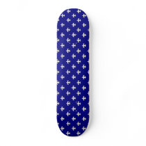 Navy with White Fleur-de-lis Polka Dots Custom Skateboard