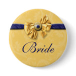 Navy yellow bridal party wedding pin
