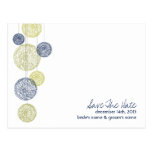 Navy & Yellow Twine Globes Wedding Save The Date Post Cards