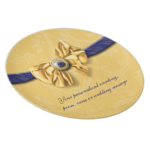 Navy yellow wedding anniversary engagement dinner plate