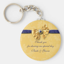 Navy yellow wedding "thank you" favours key chains