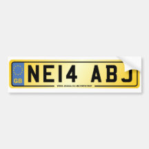 NE14 ABJ  Number Plate Bumper Sticker