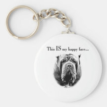 Neapolitan Mastiff Happy Face Keychain